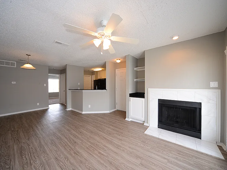 The Trellis at Lake Highlands living area with fireplace