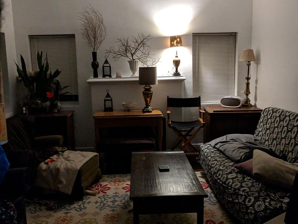 Living room with vaulted ceilings 