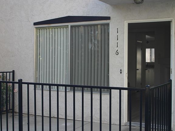 Close up of our front door, with private south-facing patio.
