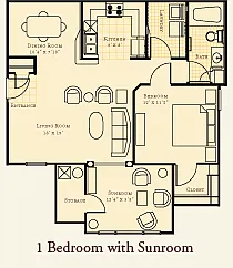 Floor plan 1 Bedroom Sunroom
