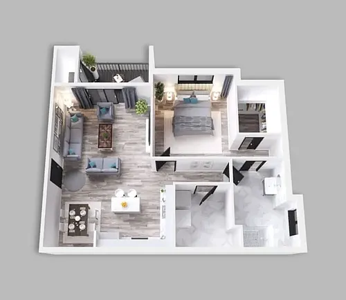 Floor plan One Bed One Bath