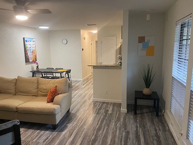 View from inside front door.
Patio door is on right