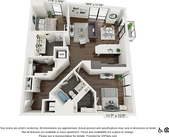 B3 | 2 bed 2 bath | 1153 sq ft B3 | 2 bed 2 bath | 1153 sq ft