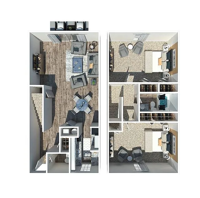 Floor plan 2 Bedroom 1.5 Bath Townhome
