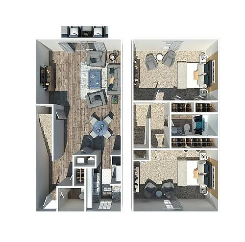 Floor plan 2 Bedroom 1.5 Bath Townhome