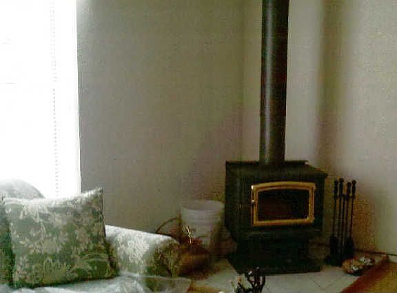 Wood stove in living room