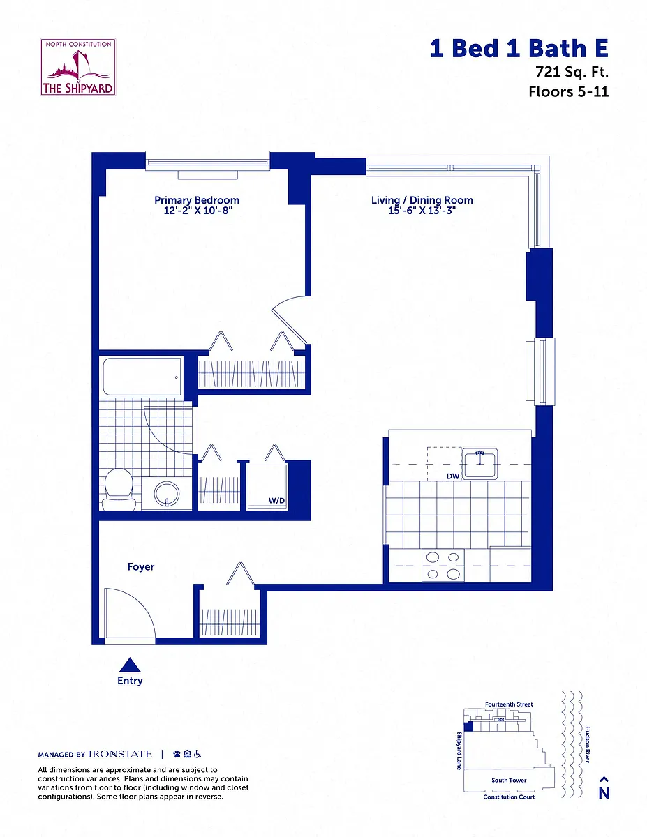 Floor plan 1 Bed 1 Bath E