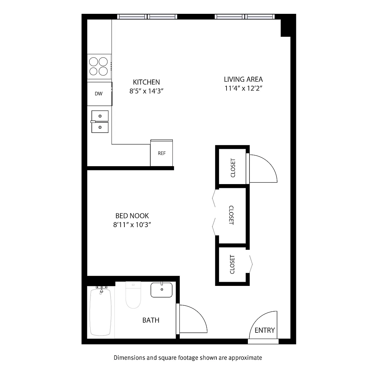 Floor plan 1 Bedroom / 1 Bath
