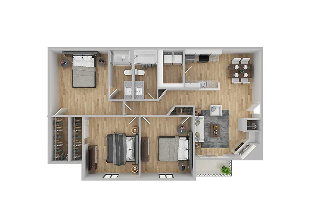 Floor plan 3 Bedroom / 2 Bathroom