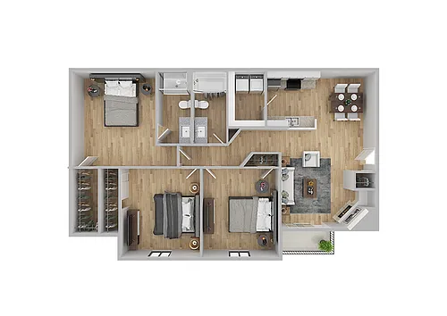 Floor plan 3 Bedroom / 2 Bathroom