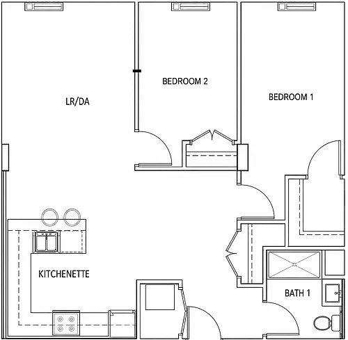 Floor plan 2BD1BA