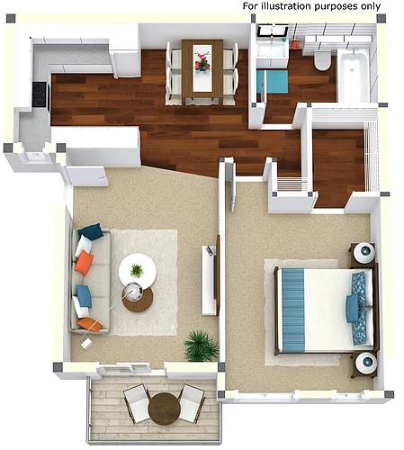 Floor plan 1 Bedroom 1 Bath