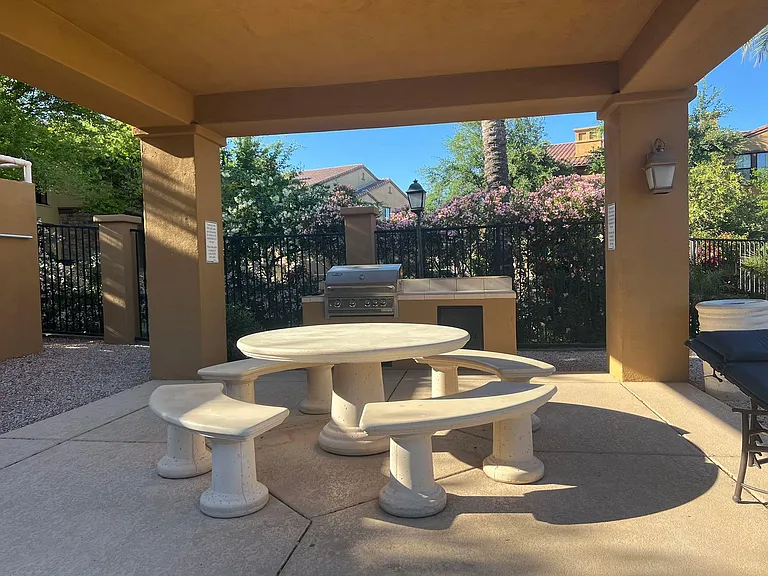 Community BBQ Grills and Sitting Area