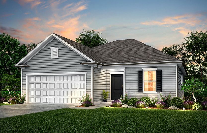 Morgan New Home Exterior LC1A with two car garage. - Representation