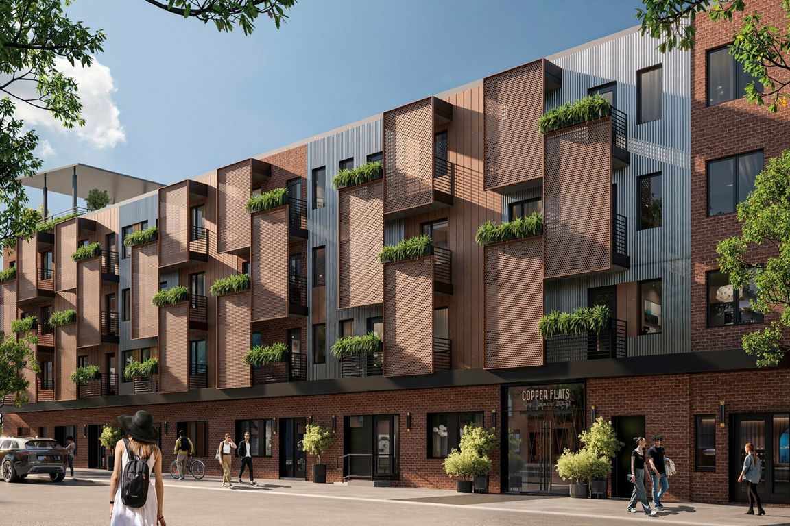 Stylish balconies shaded by corten steel sun screens