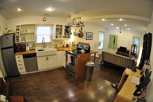 kitchen and living room