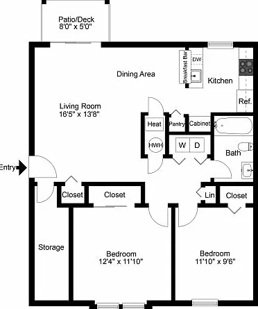 Two bedroom floor plan Two bedroom floor plan