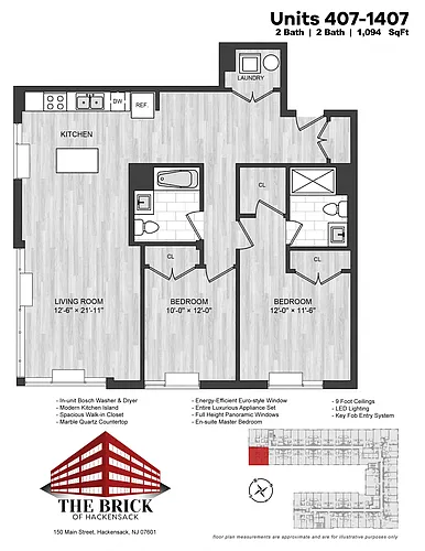 Floor plan 2 Bed/2 Bath-1094