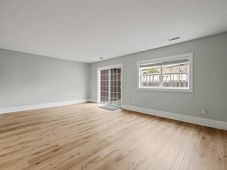 Living area with patio door