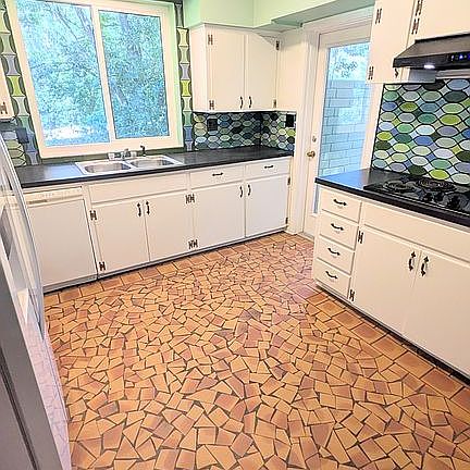 Homemade tiles in kitchen
