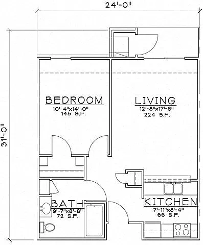 Floor plan 1 Bedroom Unit