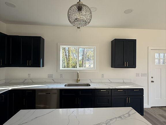Kitchen with waterfall island
