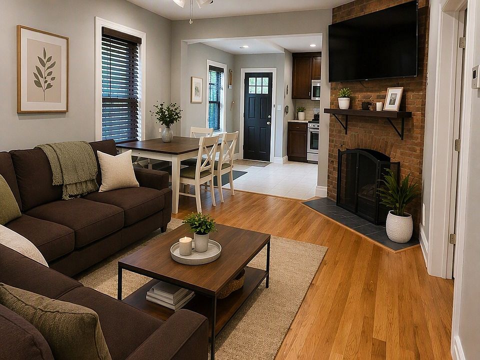 Living room with fireplace