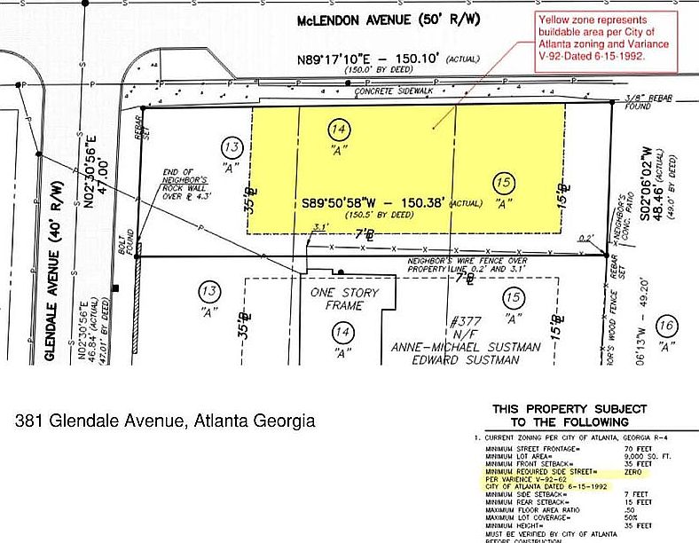 Yellow is buildable area