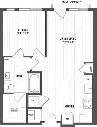Floor plan 1 Bed/1 Bath-A3.1
