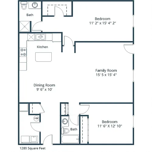 Floor plan Two Bedroom 22A