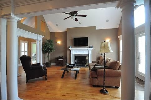 Living Room with Vaulted Ceiling