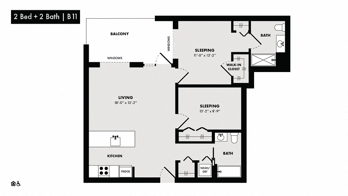 Floor plan 2 Bed/2 Bath-B11