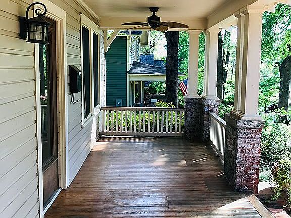 Front porch with 2 fans 