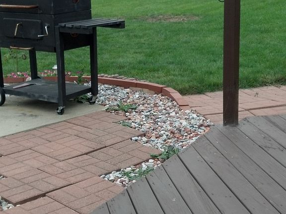 deck in large back yard