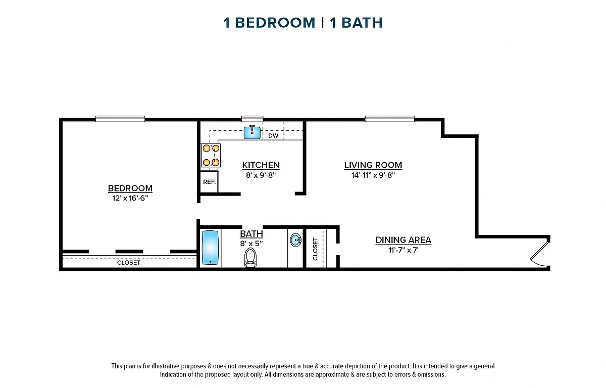 Floor plan 1 Bedroom Apartment