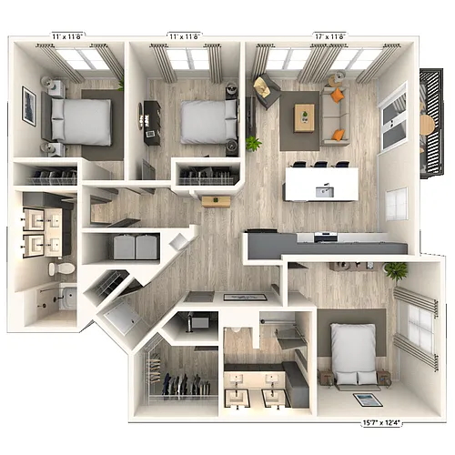 Floor plan C1 3x2 1364 SF-FP