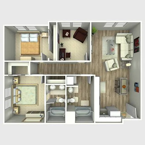 Floor plan 2 Bedroom with Den