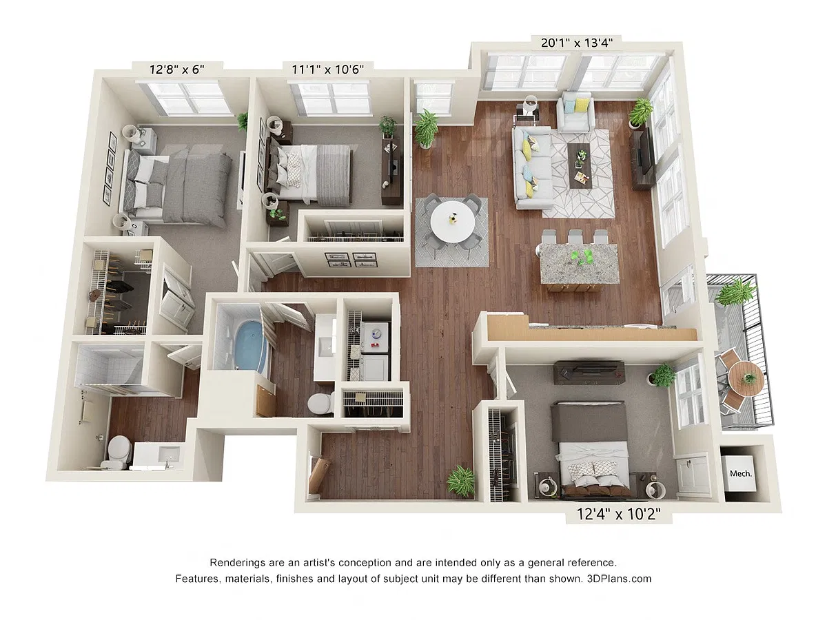 Floor plan Three Bedroom - C