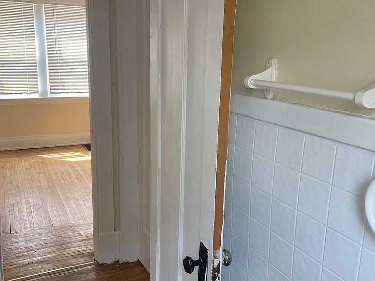 bathroom looking towards the hallway