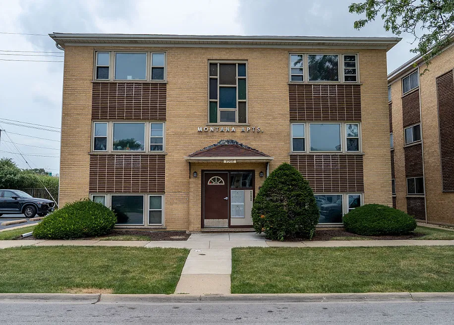 Front of building.