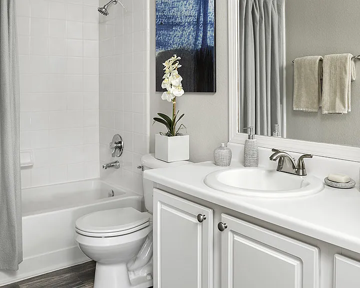 Apartment Bathroom with large soaking tub.