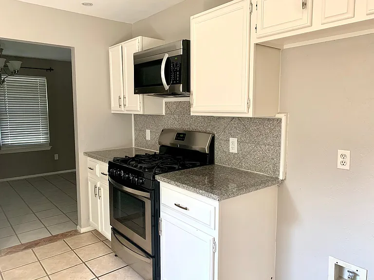Kitchen; microwave and gas range