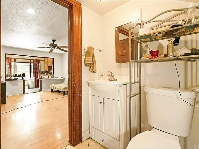 Bathroom and living room