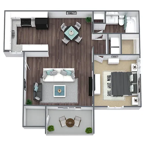 Floor plan A1: 1 Bed 1 Bath