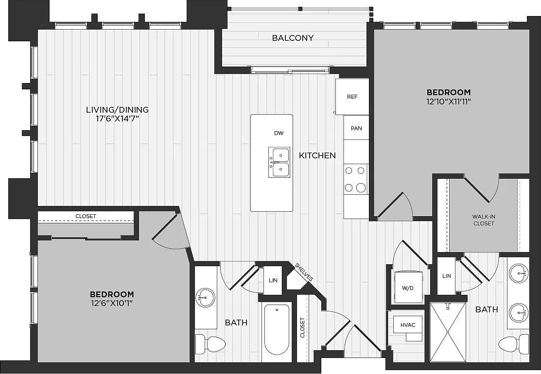Floor plan 2 Bed/2 Bath-D8