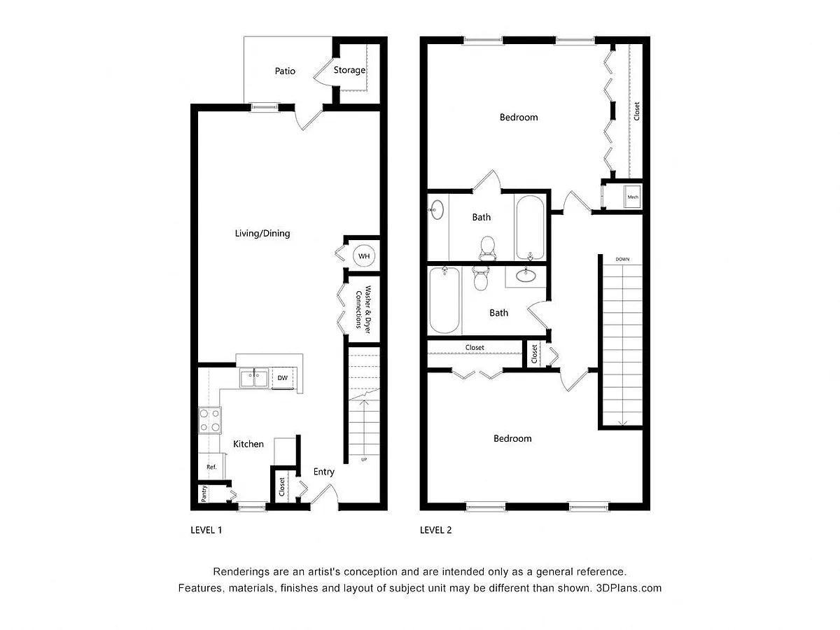 Floor plan Two Bedroom Townhome