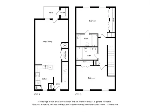 Floor plan Two Bedroom Townhome