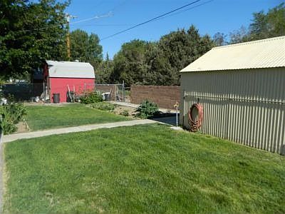 storage shed and garden area