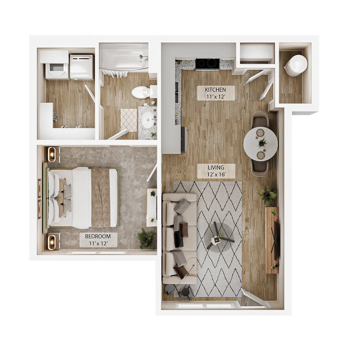 Floor plan 1BR Horizon Courtyard