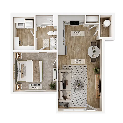 Floor plan 1BR Horizon Courtyard